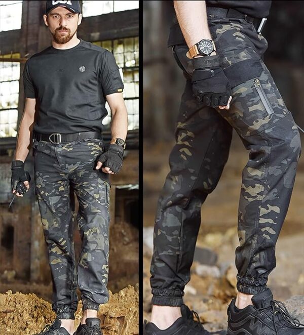 Tapered Cargo Pants for Men, Camo Joggers Lightweight Ripstop BDU Combat Hiking Hunting Tactical Pants - Image 3