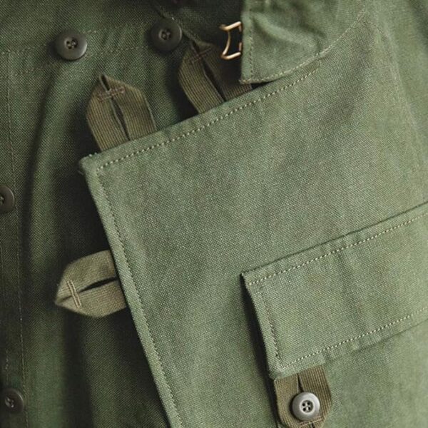 Mens Vintage Swedish Army Dispatch Rider Motorcycle Green Cotton Jacket Coat - Image 5