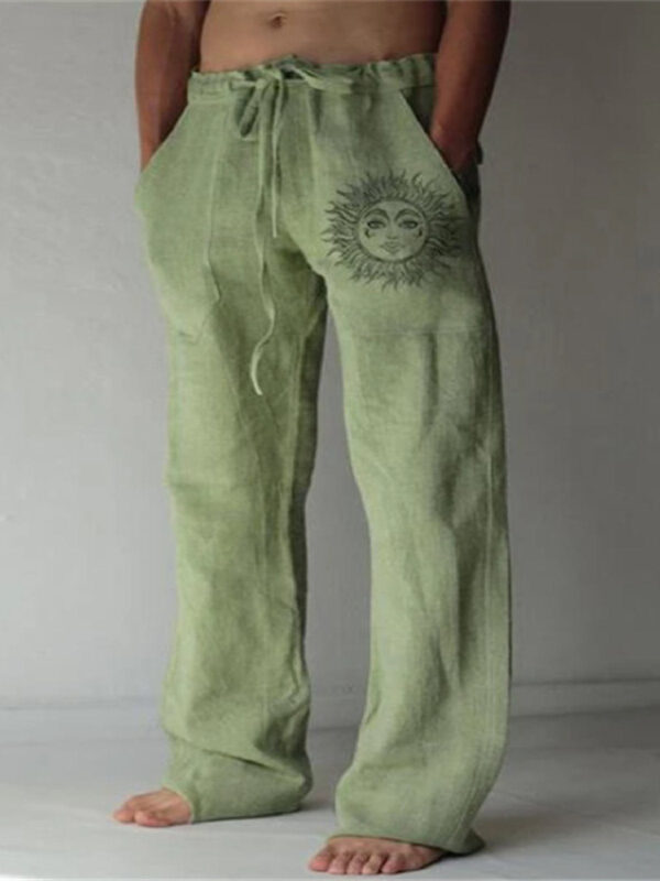 Men's linen pants casual trousers Loose lightweight drawstring yoga beach bottoms - Image 4