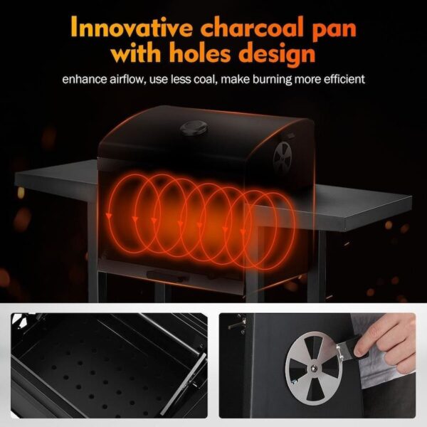 Portable Charcoal BBQ Grill Trolley - Image 4