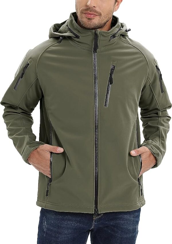 Men's Special Ops Tactical Jacket Water-Resistant Softshell Hiking Detachable Hoodie Fleece Jacket - Image 2