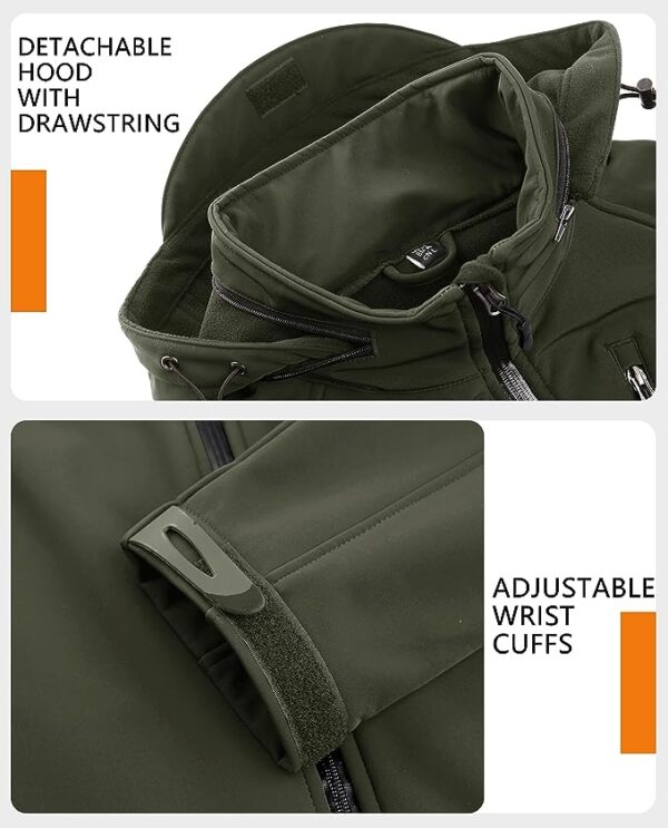 Men's Special Ops Tactical Jacket Water-Resistant Softshell Hiking Detachable Hoodie Fleece Jacket - Image 4