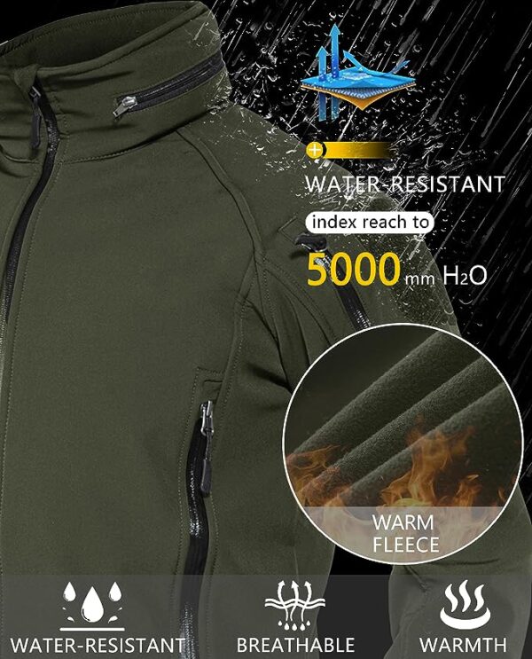 Men's Special Ops Tactical Jacket Water-Resistant Softshell Hiking Detachable Hoodie Fleece Jacket - Image 3