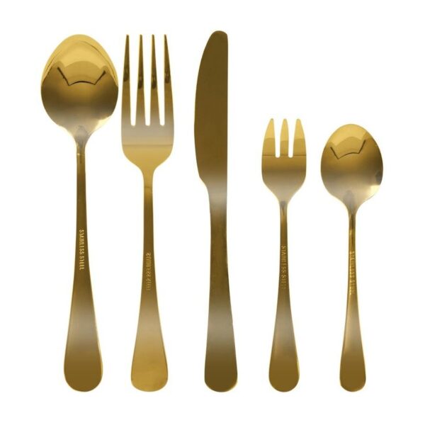 Glossy Gold Cutlery Set Travel Knife Fork Spoon 5pcs - Image 6