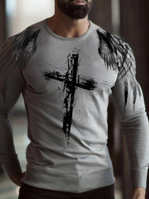 Gray Casual Crew Neck Shirts & Tops