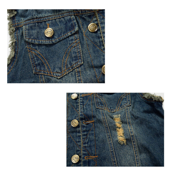 Stylish Ripped Blue Denim Vest - Image 5