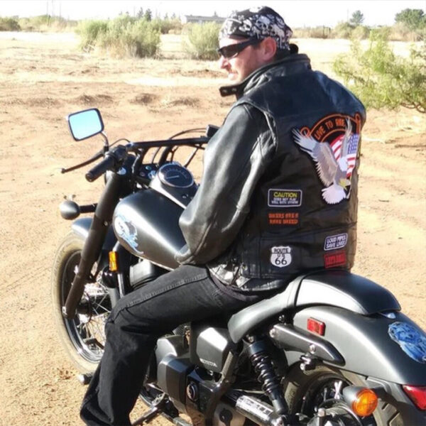 Mens Live To Ride Leather Vest - Image 3