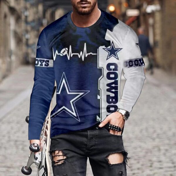 Casual 3D Pentagram Digital Print Crew Neck T-Shirt - Image 2