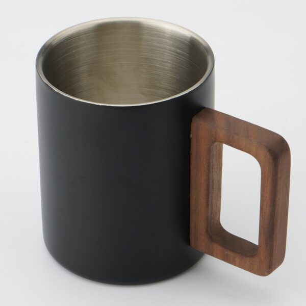 Double Layer Coffee Cups with Walnut Handle - Image 2