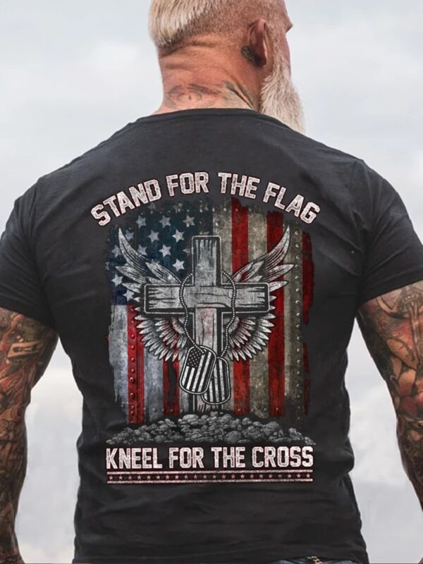 Stand For The Flag Kneel For The Cross T-Shirt - Image 2