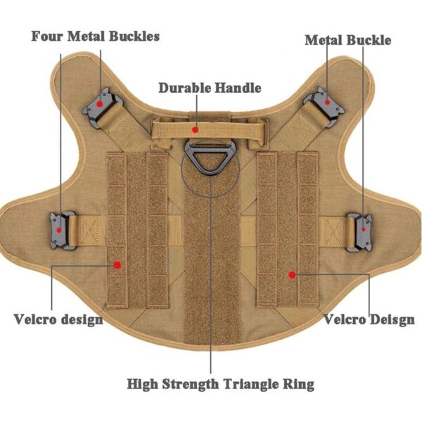 Adjustable German Shepherd Tactical Dog Harness Vest With Handle - Image 4