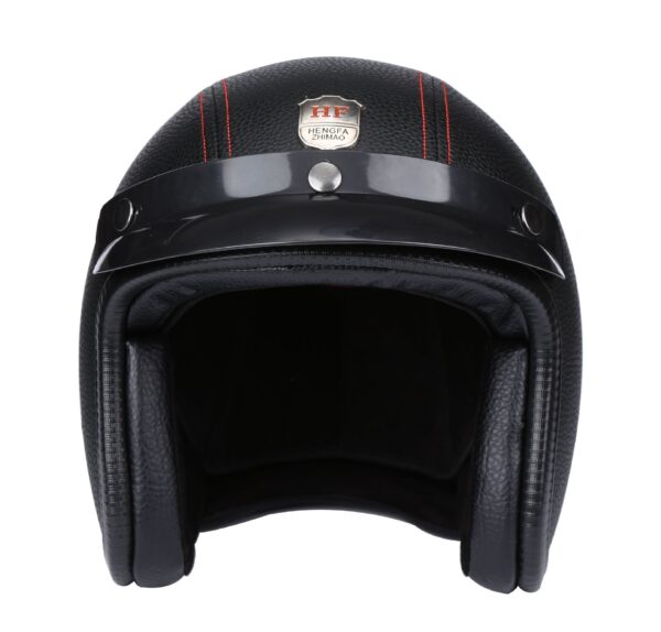 Vintage Harley 3/4 Open Face Helmet - Black Leather - Image 2
