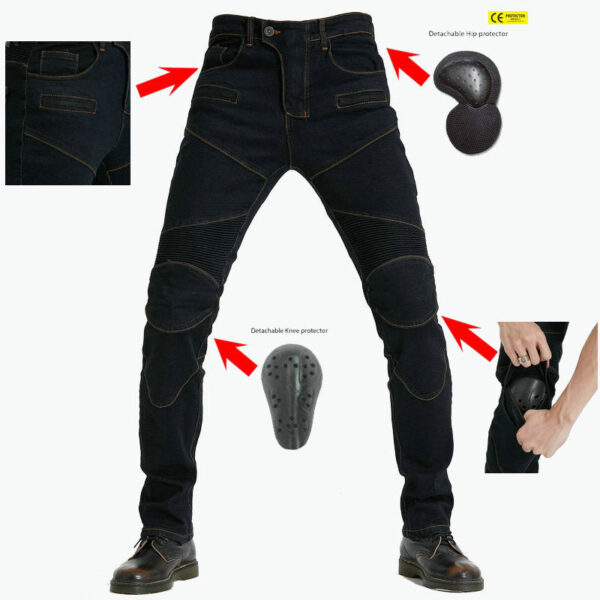 Motorcycle Riding PK718 Jeans With Protection Gear -Black - Image 2