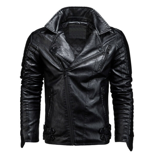 Men's Classic Moto Leather Jacket - Image 3