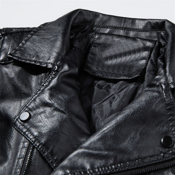 Men's Classic Moto Leather Jacket - Image 9