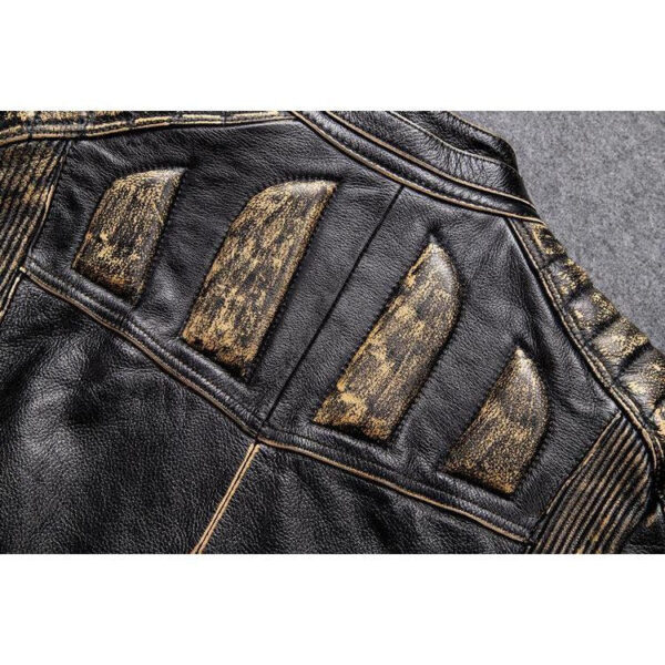 Retro Motorcycle Leather Jacket With Protection - Image 5