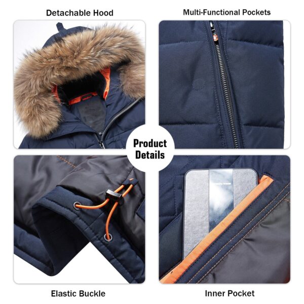 Ultra-Warm Real Fur Collar Padded Contrast Jacket - Image 8