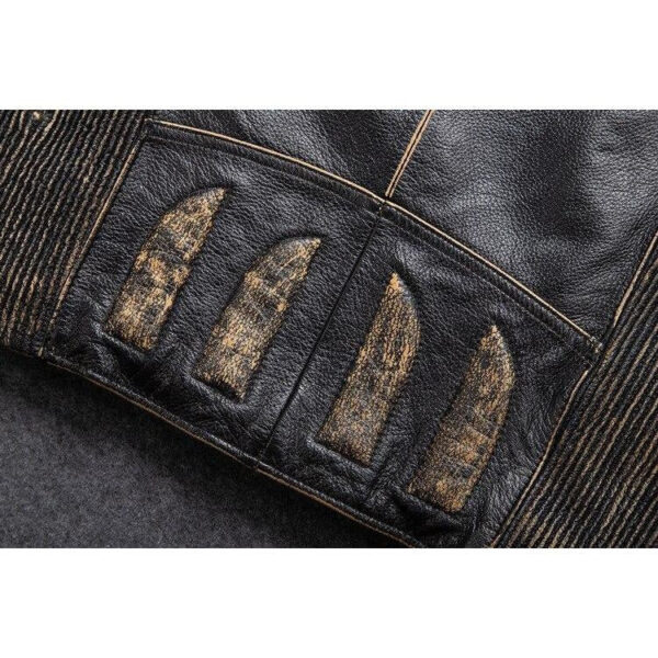 Retro Motorcycle Leather Jacket With Protection - Image 6