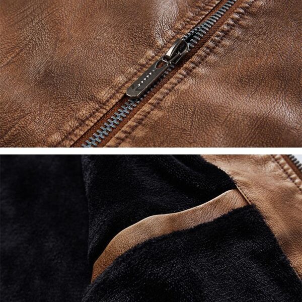 Leather Ripple Biker Jacket - Image 8