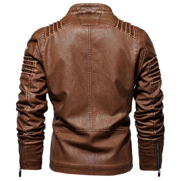 Leather Ripple Biker Jacket - Image 5