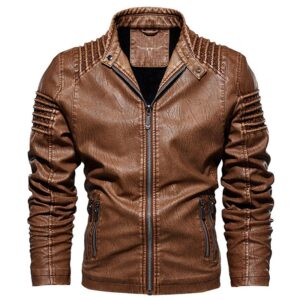 Leather Ripple Biker Jacket