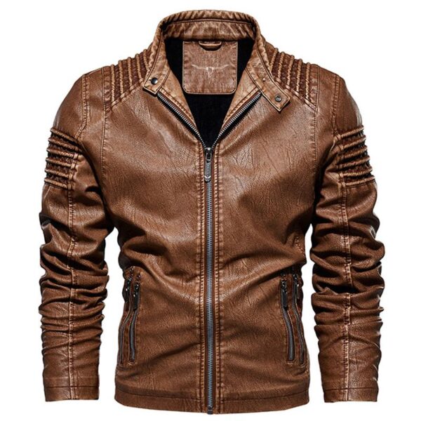 Leather Ripple Biker Jacket