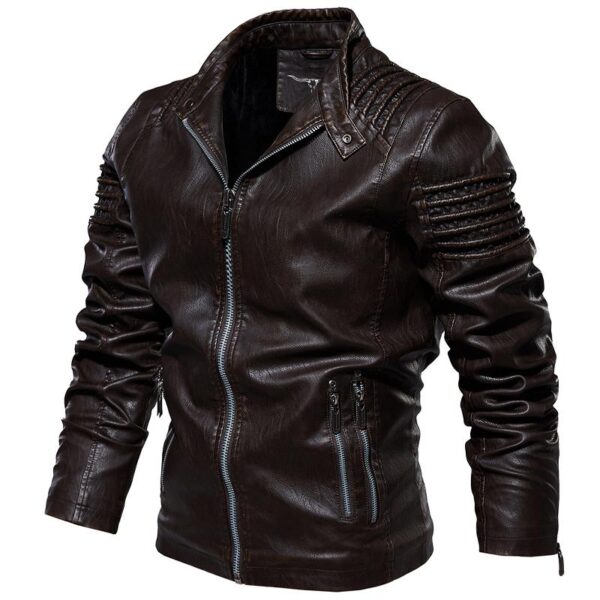Leather Ripple Biker Jacket - Image 3