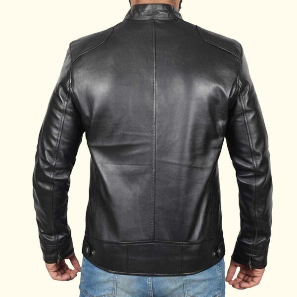 Black Moto Leather Jacket - Image 4