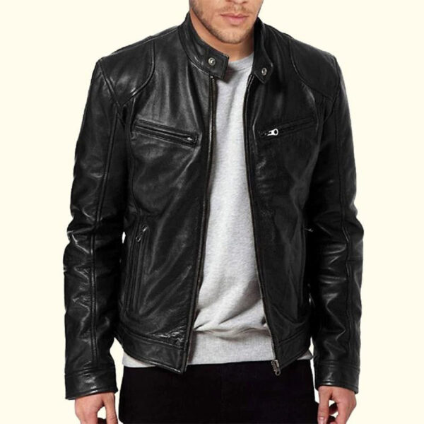 Black Moto Leather Jacket - Image 3