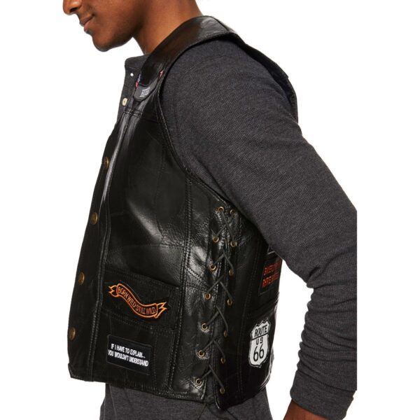 Mens Live To Ride Leather Vest - Image 7