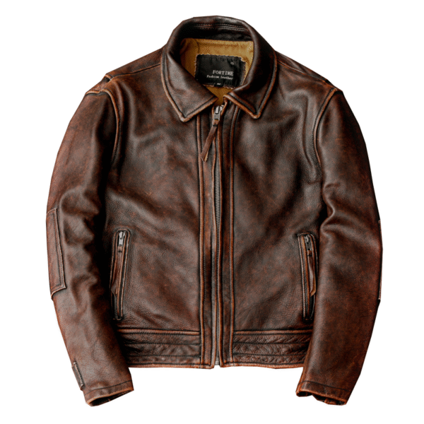 Amekaji Men's Cowhide Leather Jacket - Image 4