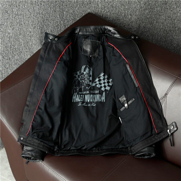 Moto Racing Black Leather Jacket - Image 6