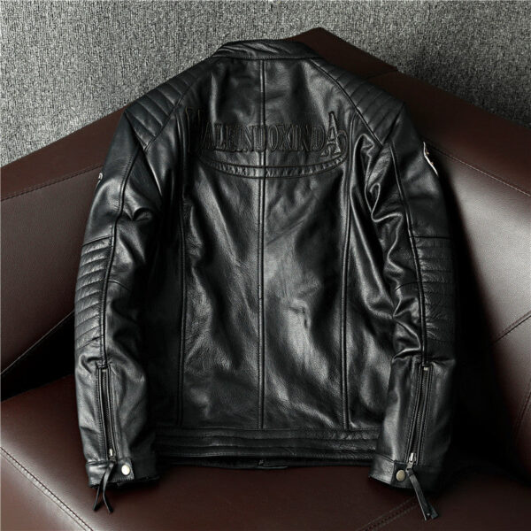 Moto Racing Black Leather Jacket - Image 2