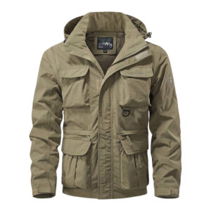 Men's Multi-Pocket Removable Sleeve Waterproof And Oil-proof Outdoor Jacket