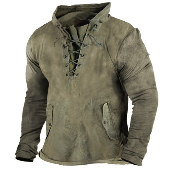 Men's Outdoor Vintage Tie America Men's Long Sleeve Hoodie - Image 6