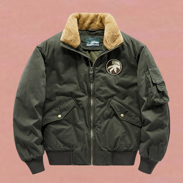 Men's Outdoor Zip Pocket Fleece Collar Warm Jacket - Image 4