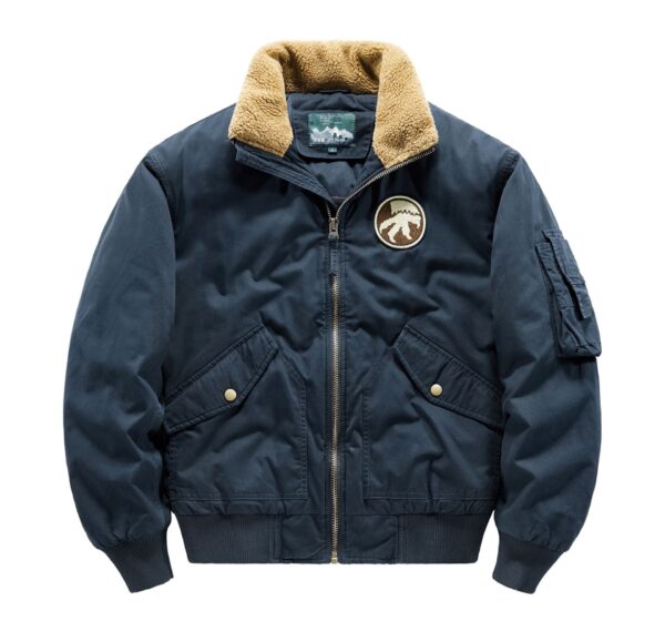Men's Outdoor Zip Pocket Fleece Collar Warm Jacket - Image 5