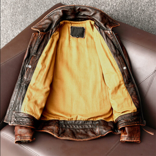 Amekaji Men's Cowhide Leather Jacket - Image 5