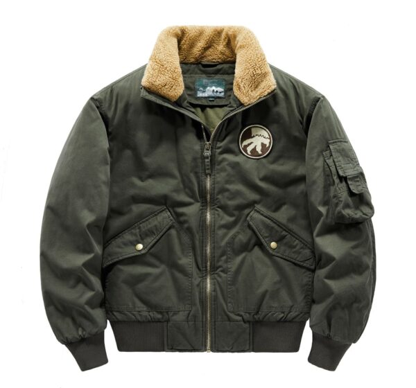 Men's Outdoor Zip Pocket Fleece Collar Warm Jacket - Image 7