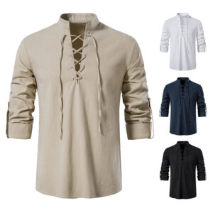 Men's Outdoor Vintage Tie Long Sleeve T-Shirt