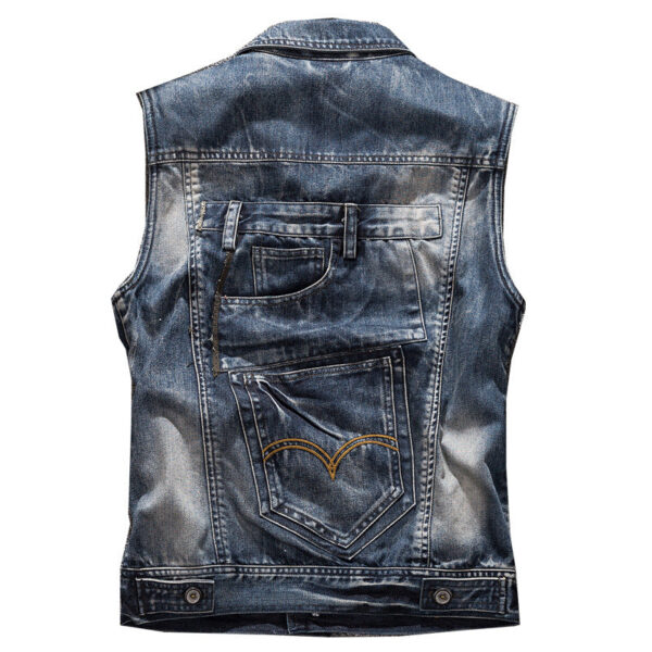 Motorcycle Distressed Denim Vest - Image 4