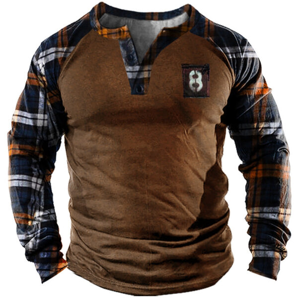 Men's Outdoor American Flag Vintage Henley Shirt - Image 3