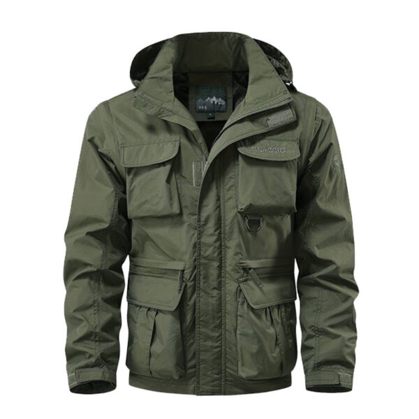 Men's Multi-Pocket Removable Sleeve Waterproof And Oil-proof Outdoor Jacket - Image 3