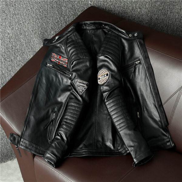 Moto Racing Black Leather Jacket - Image 5
