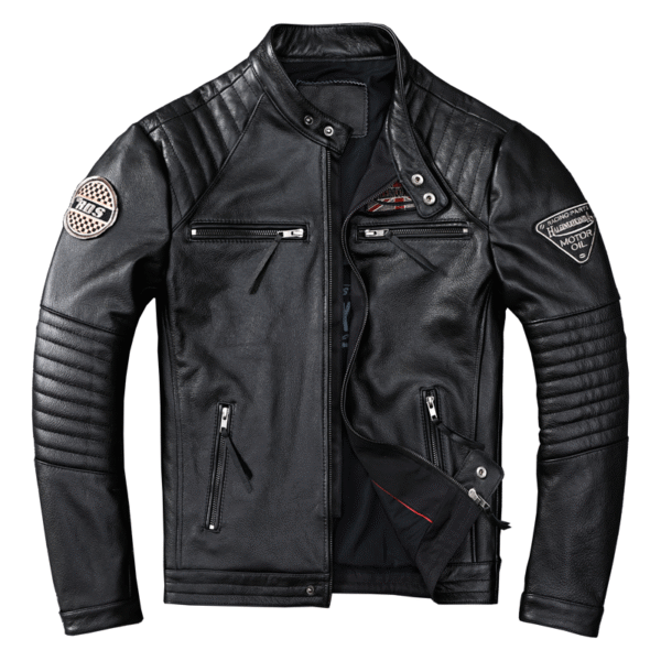 Moto Racing Black Leather Jacket - Image 4