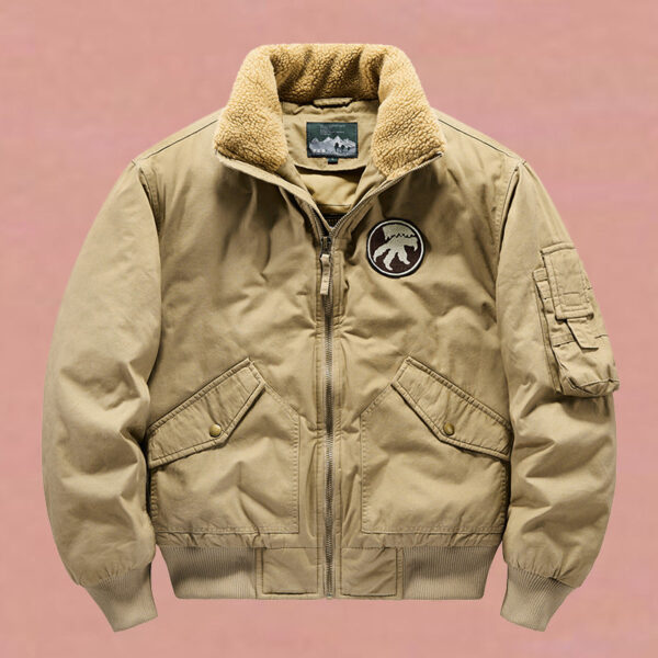Men's Outdoor Zip Pocket Fleece Collar Warm Jacket