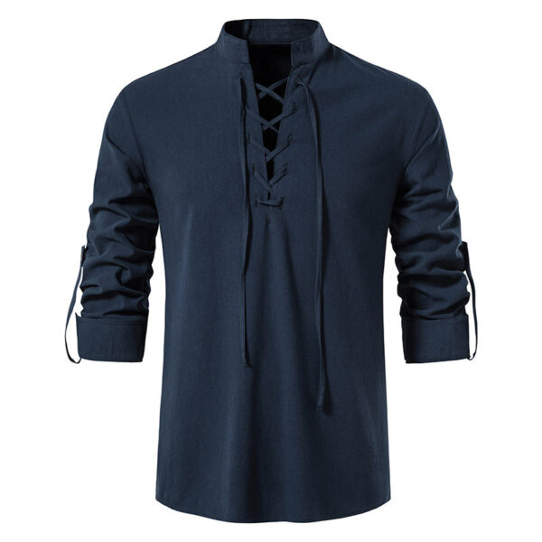 Men's Outdoor Vintage Tie Long Sleeve T-Shirt - Image 6