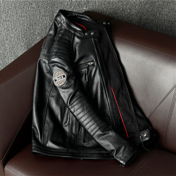 Moto Racing Black Leather Jacket - Image 3