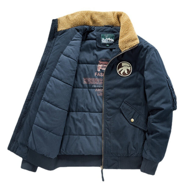 Men's Outdoor Zip Pocket Fleece Collar Warm Jacket - Image 6