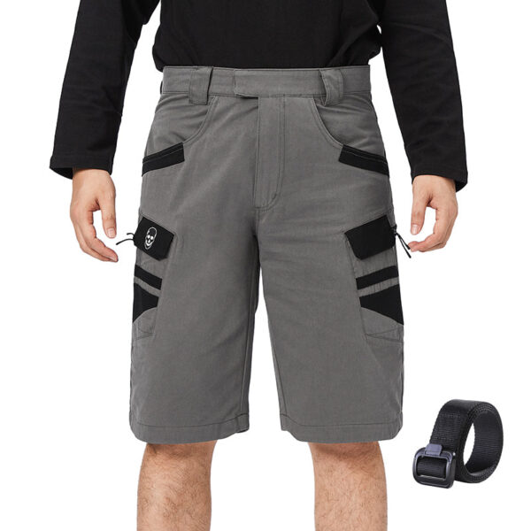 Men's Outdoor Tactical Colorblock Skull Zipper Cargo Shorts - Image 2